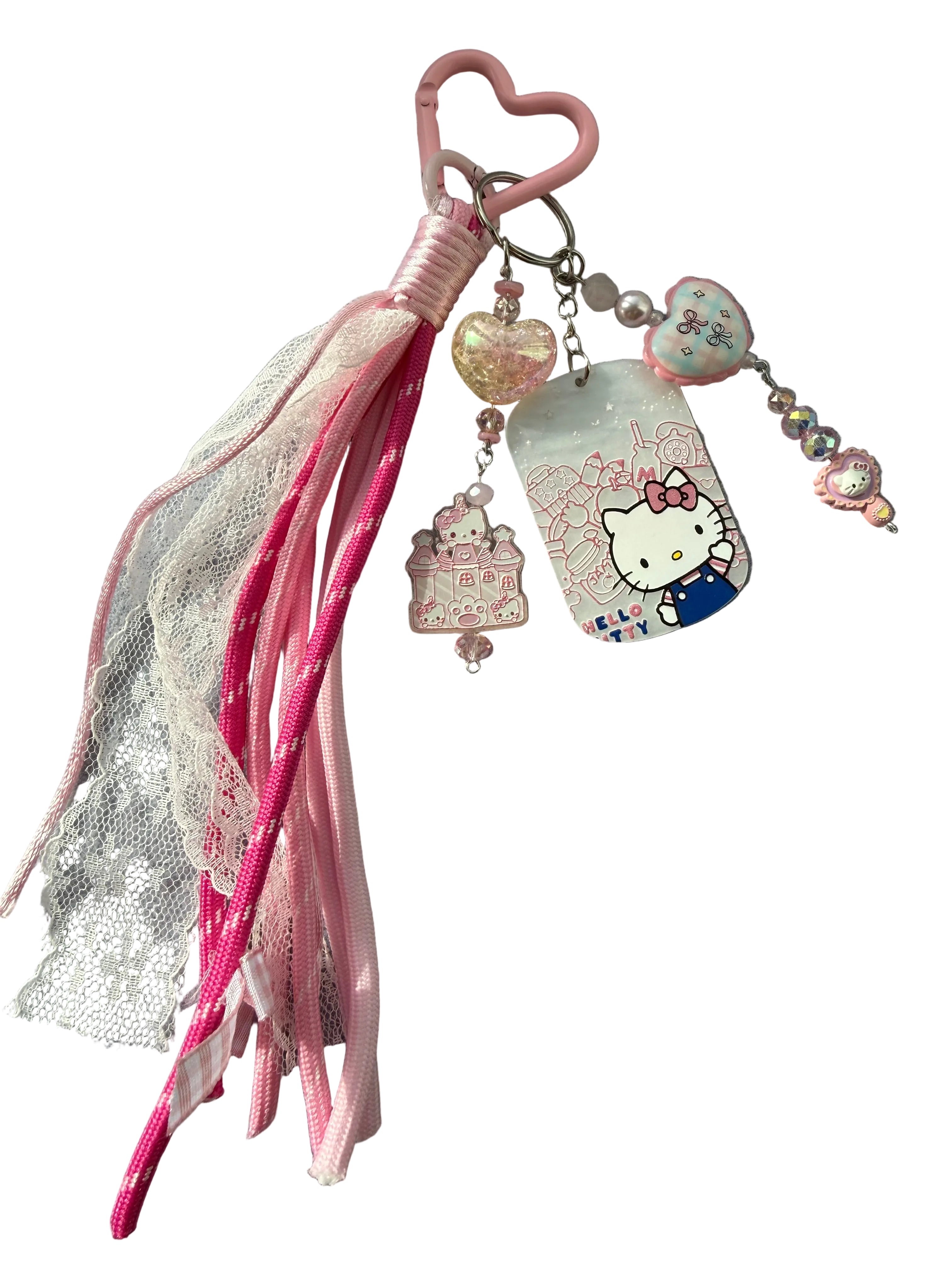 Pink Bow Kitty Keyring Charm