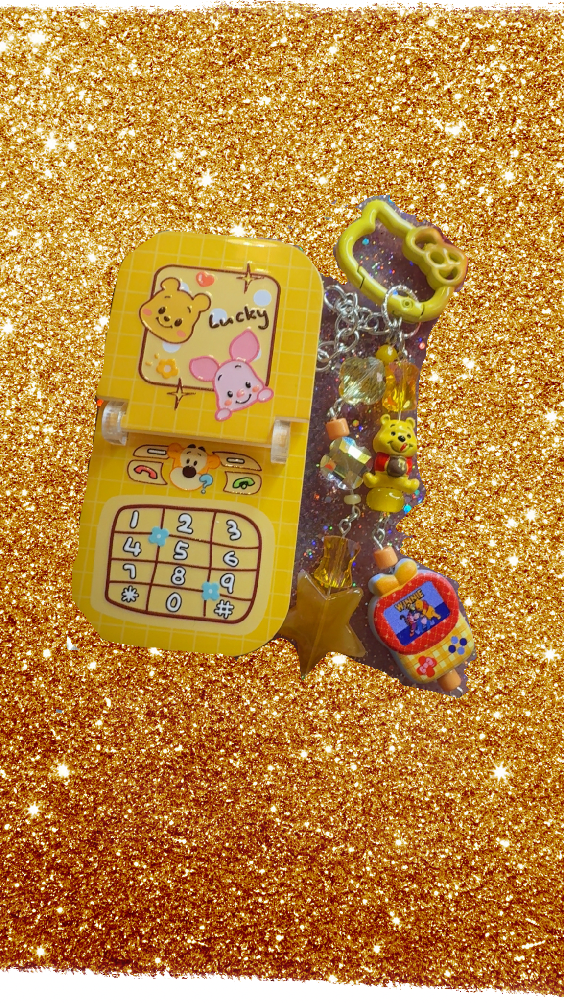 Pooh Bear Inspired Phone Pendant | Kawaii Honey Yellow Bag Charm”