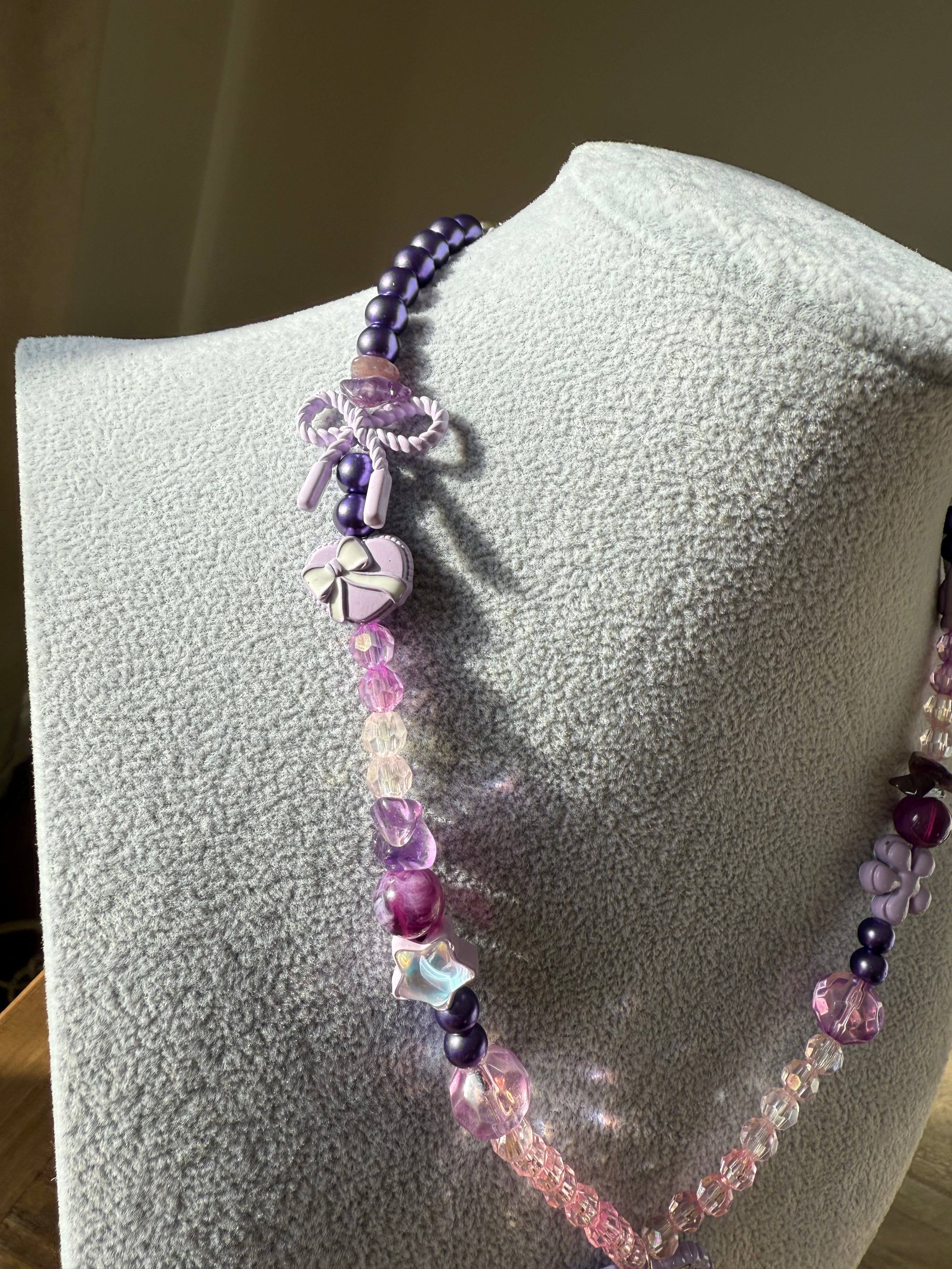 Lavender Drip Heart Charm Necklace