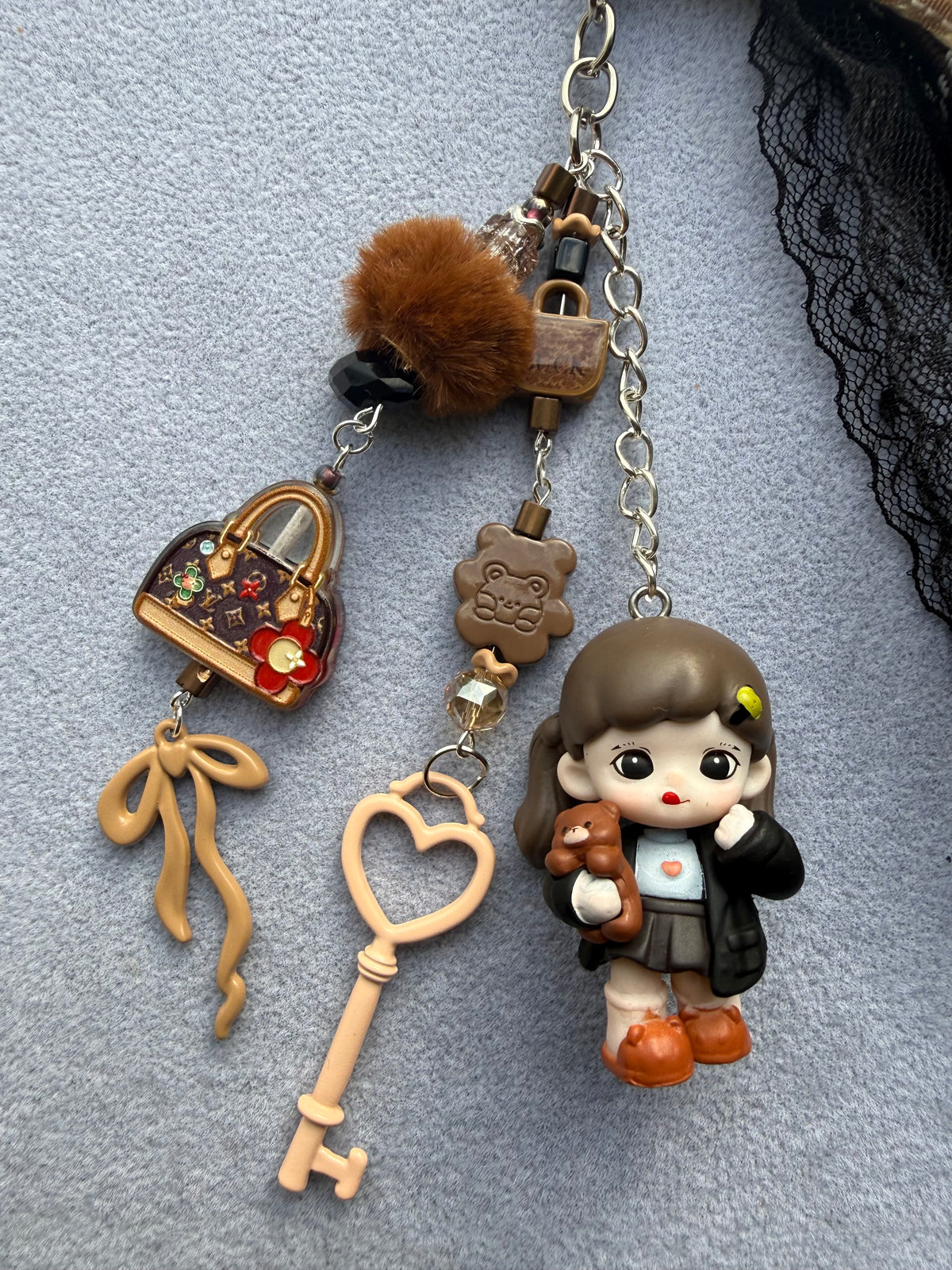 Cinnamon Schoolgirl | Luxury Doll Bag Charm & Keyring
