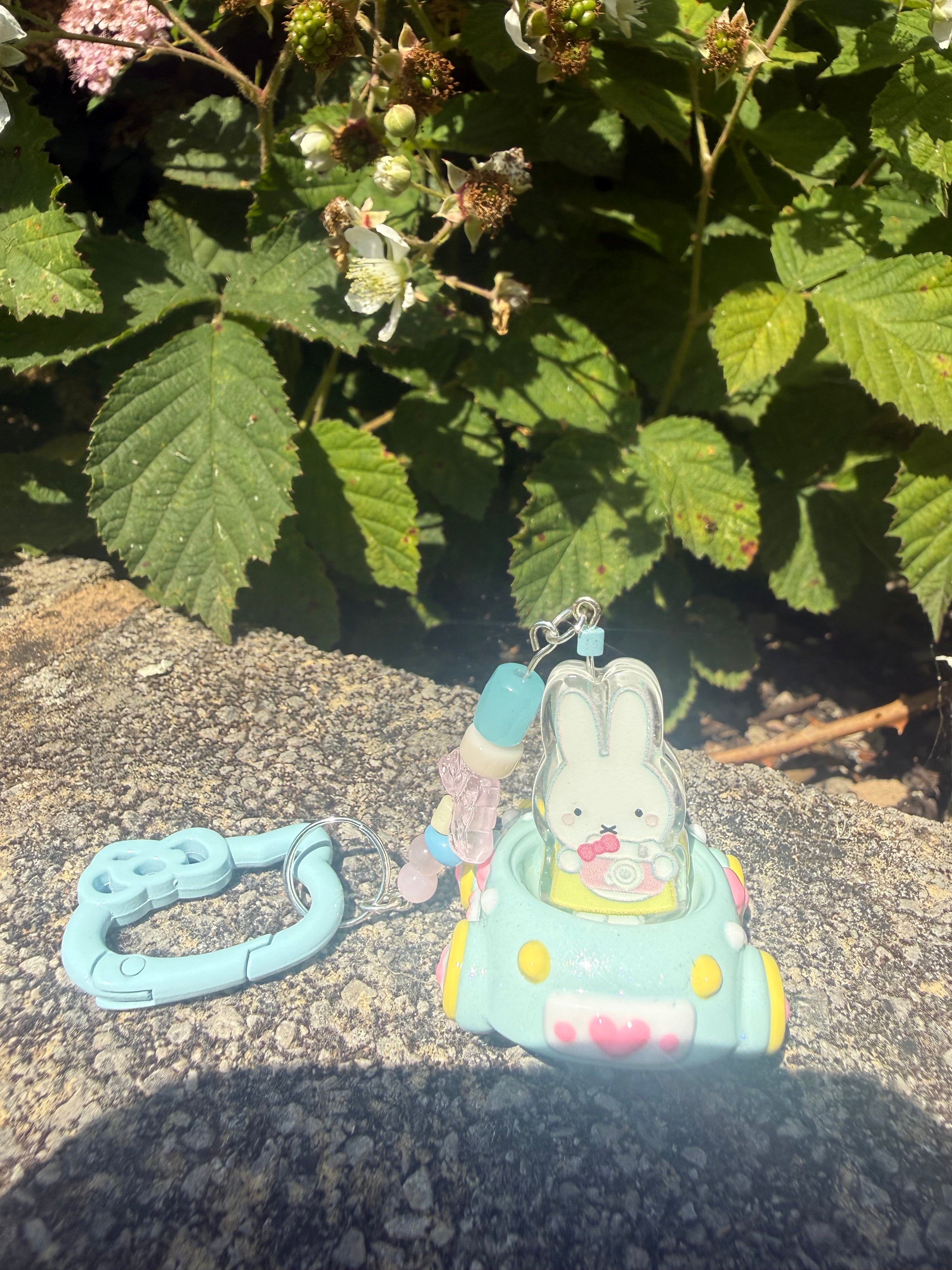 Pastel Bunny Car Keyring | Cute Blue Kawaii Bag Charm
