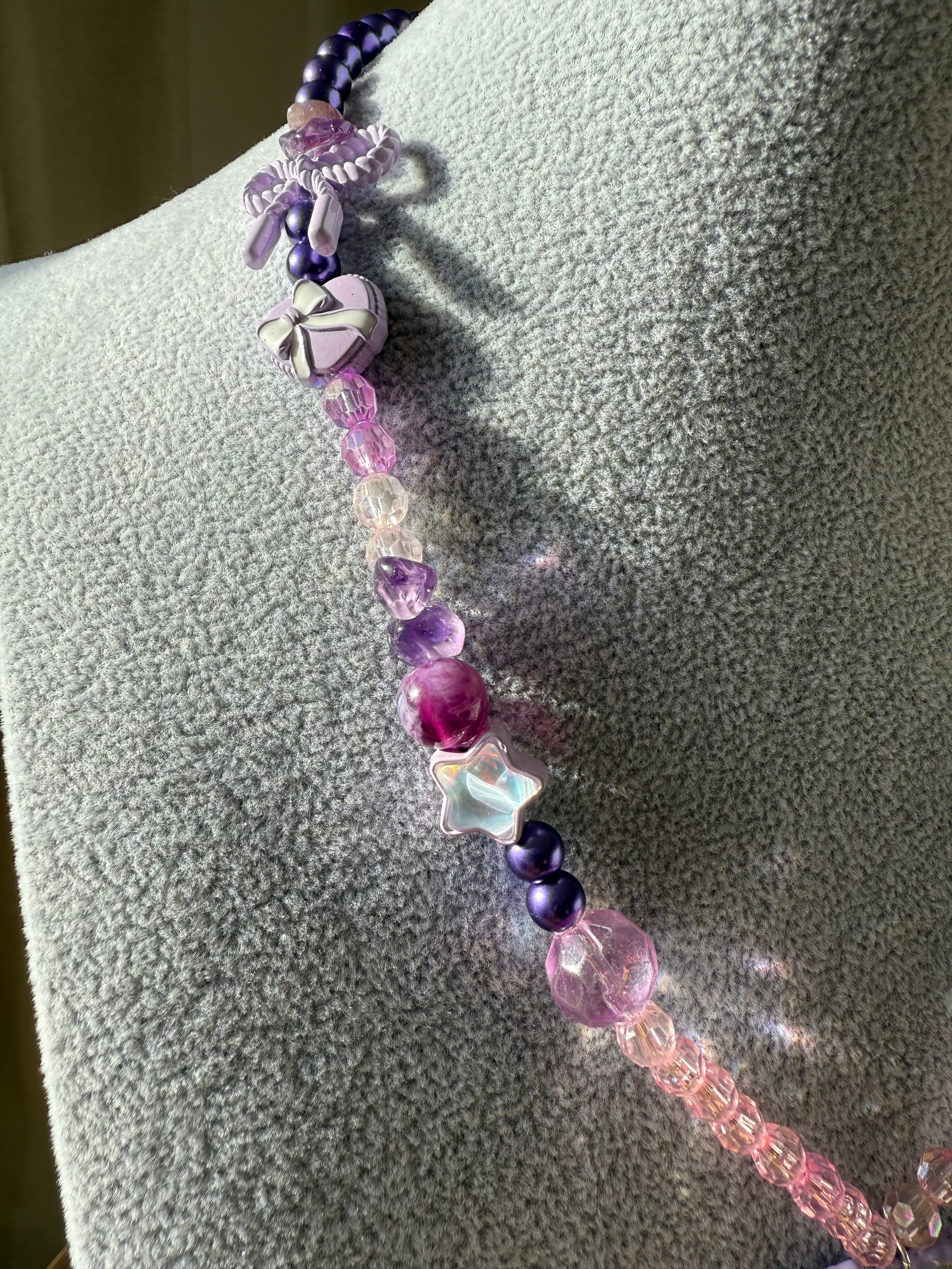 Lavender Drip Heart Charm Necklace