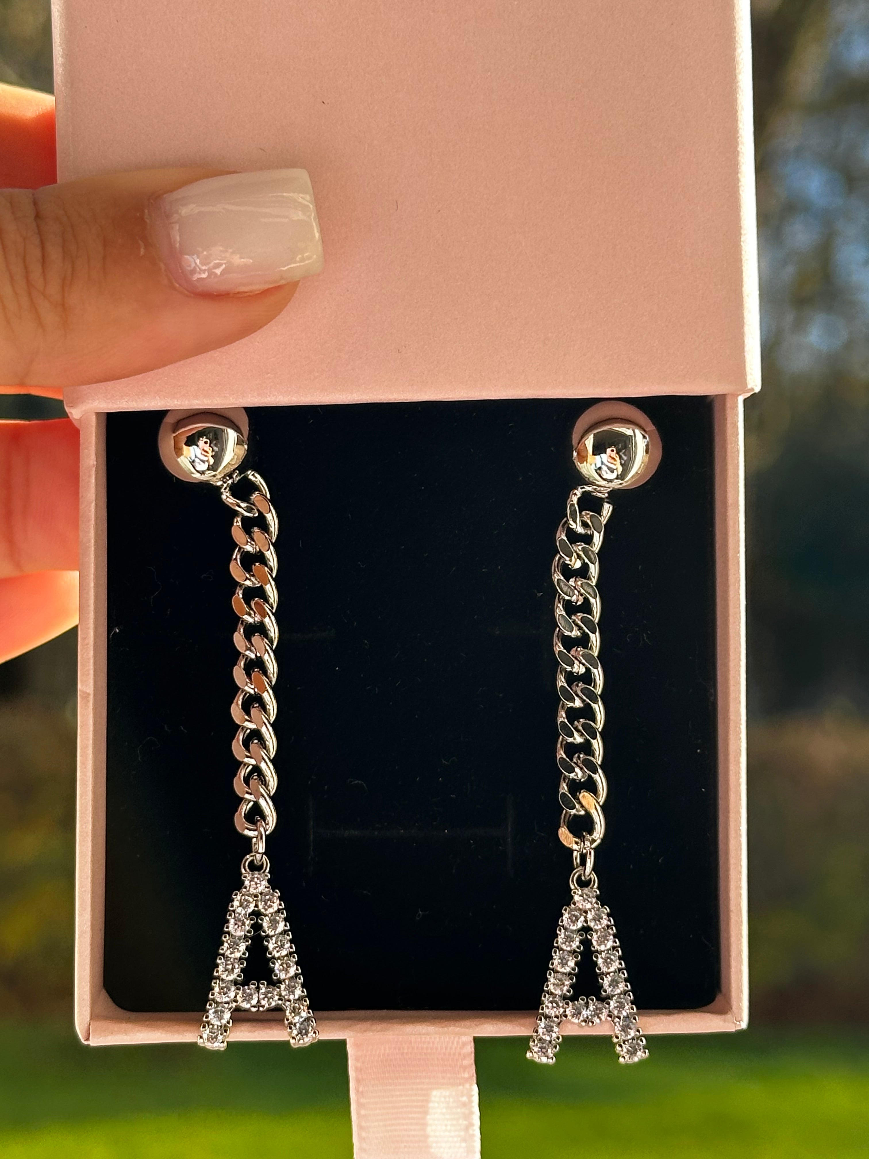 Initial drop earrings