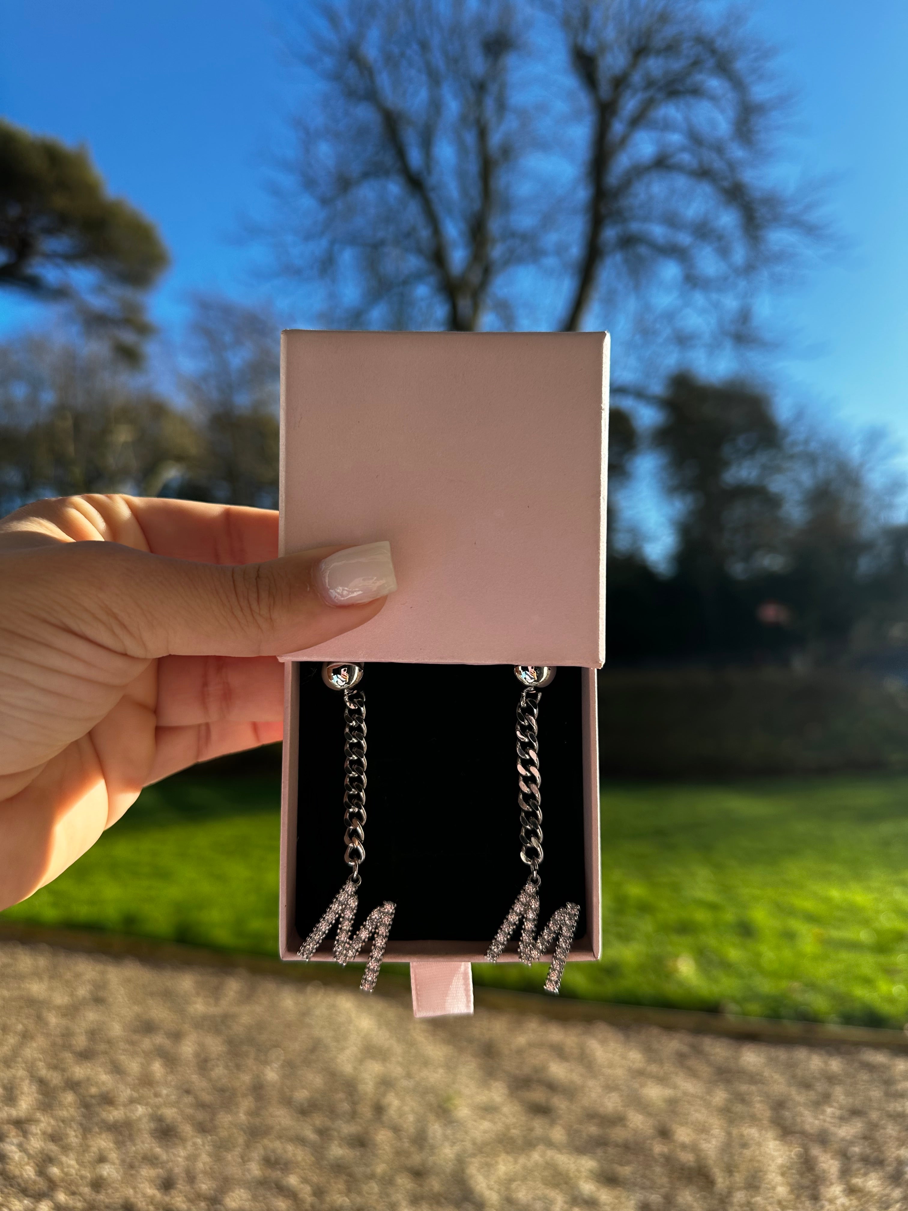 Initial drop earrings