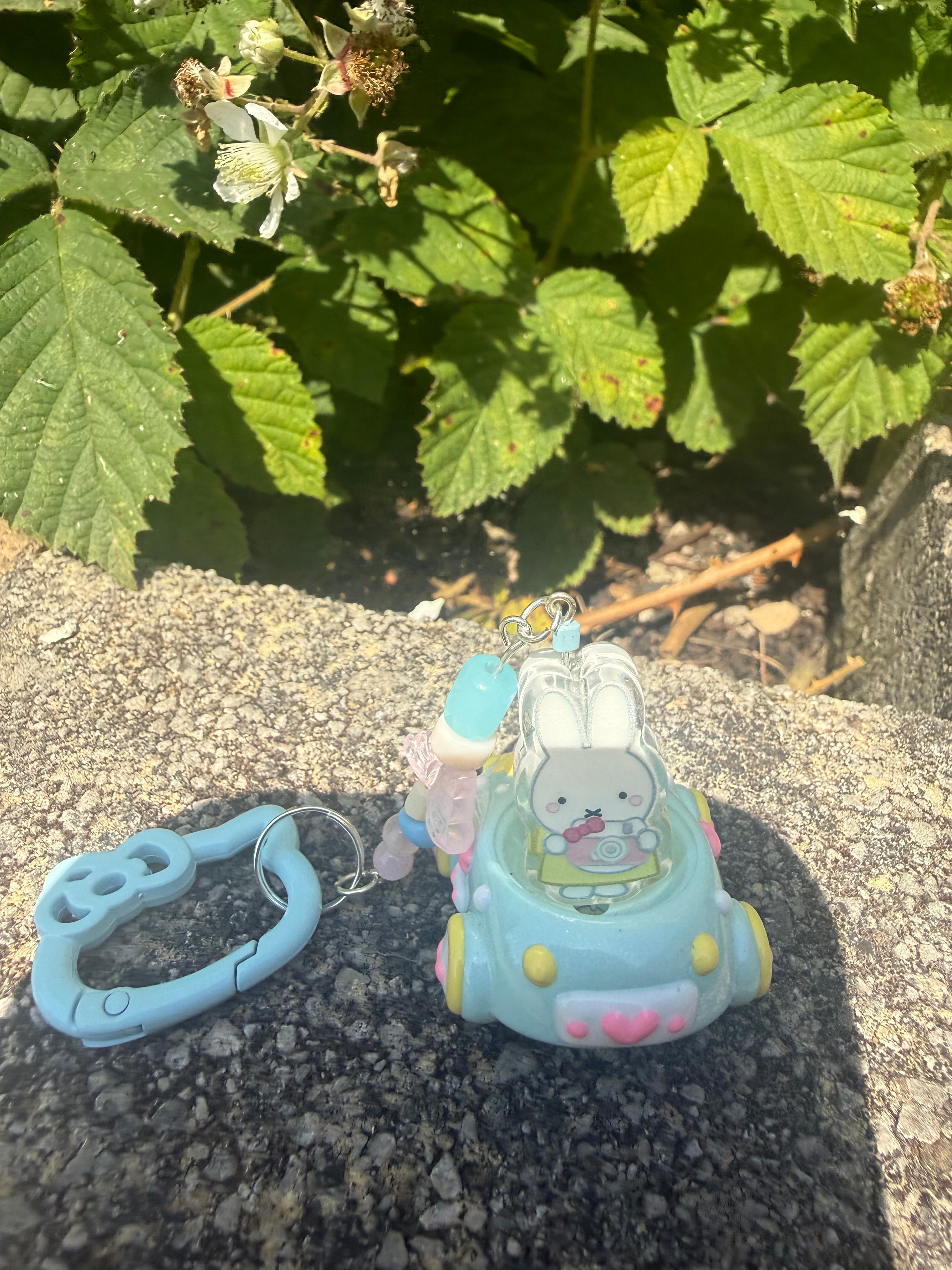Pastel Bunny Car Keyring | Cute Blue Kawaii Bag Charm