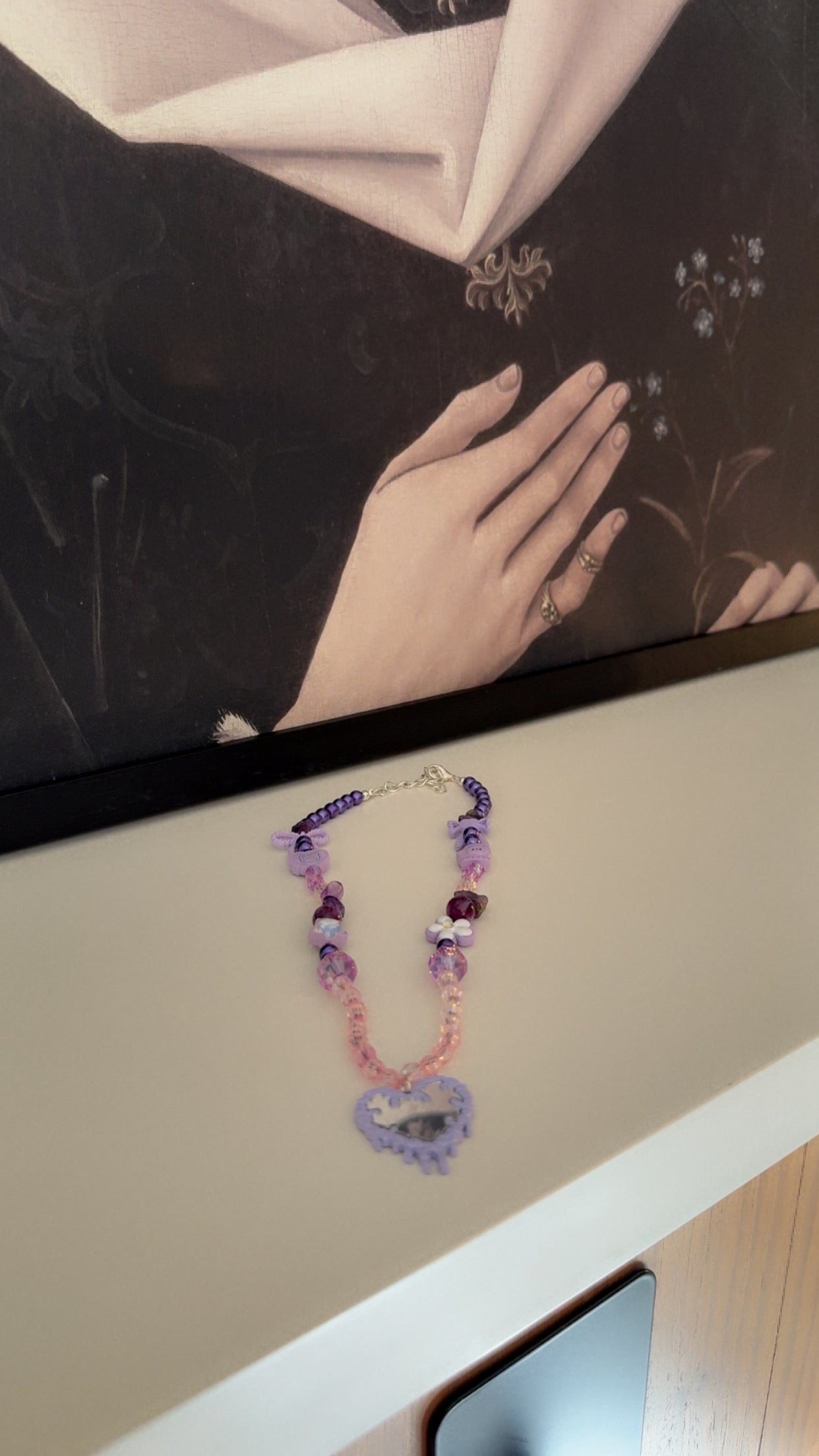 Lavender Drip Heart Charm Necklace