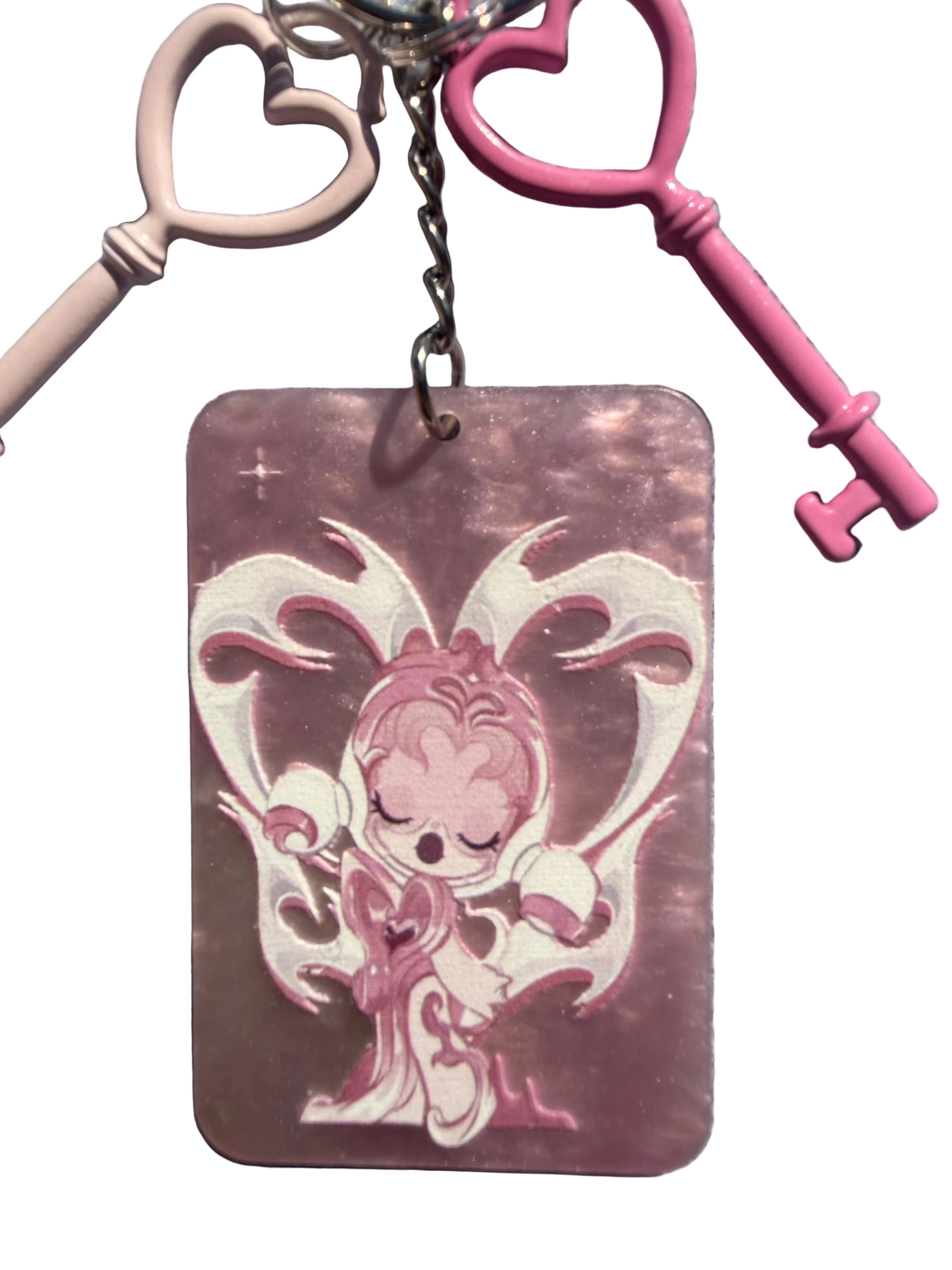 Blush Angel Heart Key Charm Keyring