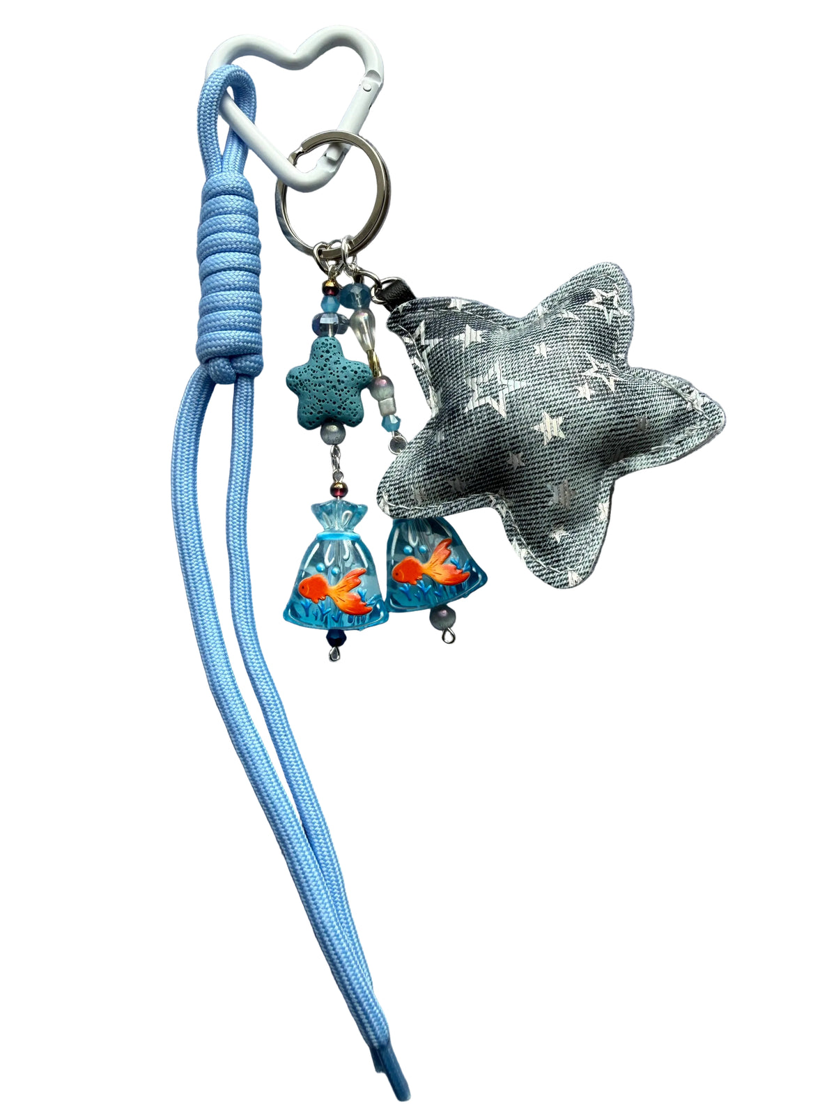 Blue Ocean Fish Bag Charm – Handmade Beaded Handbag & Backpack Charm