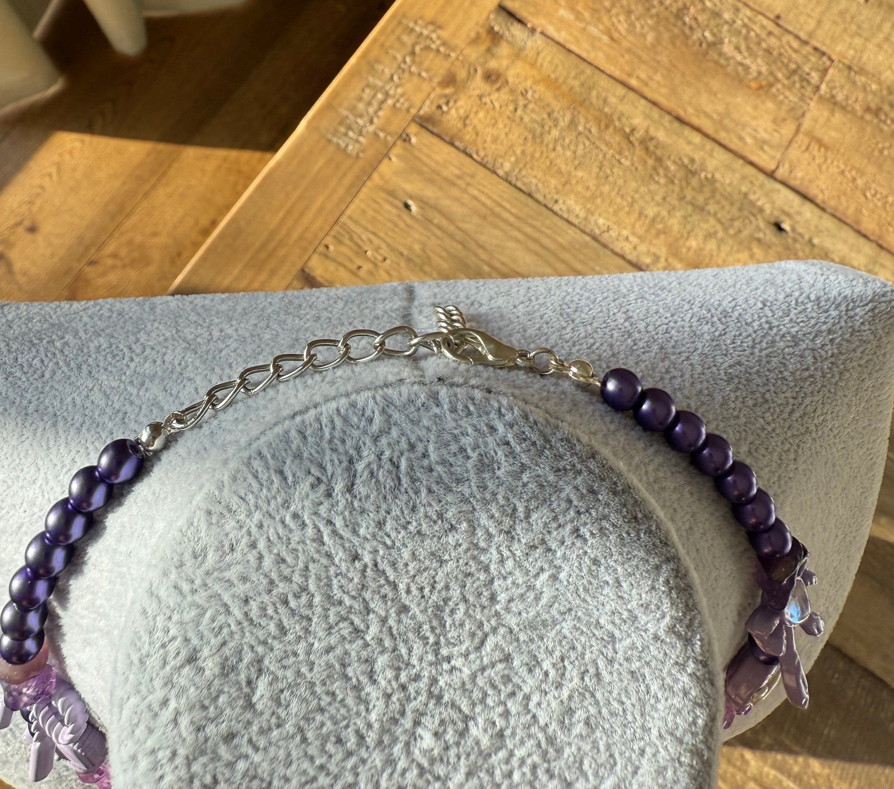 Lavender Drip Heart Charm Necklace