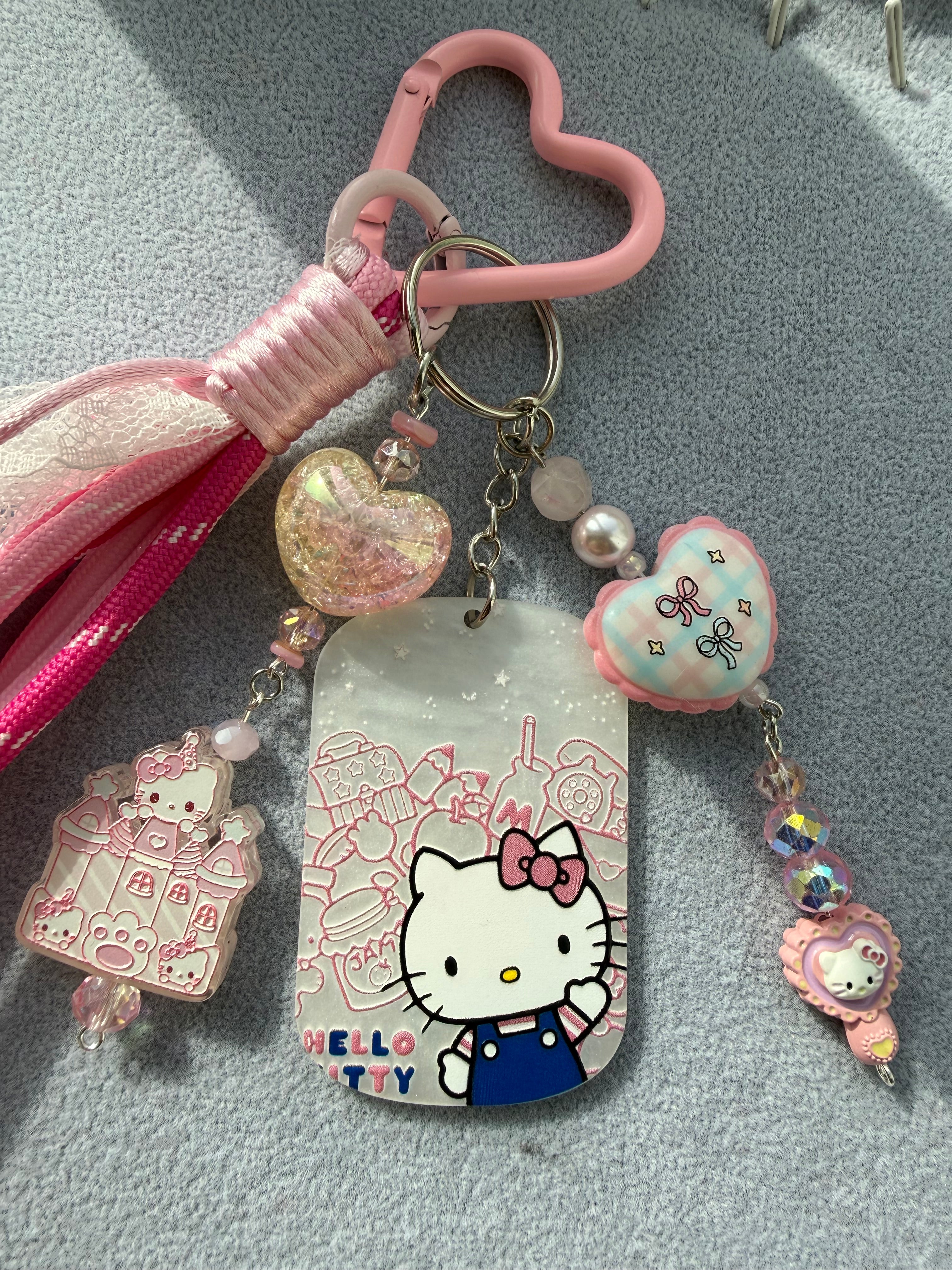 Pink Bow Kitty Keyring Charm