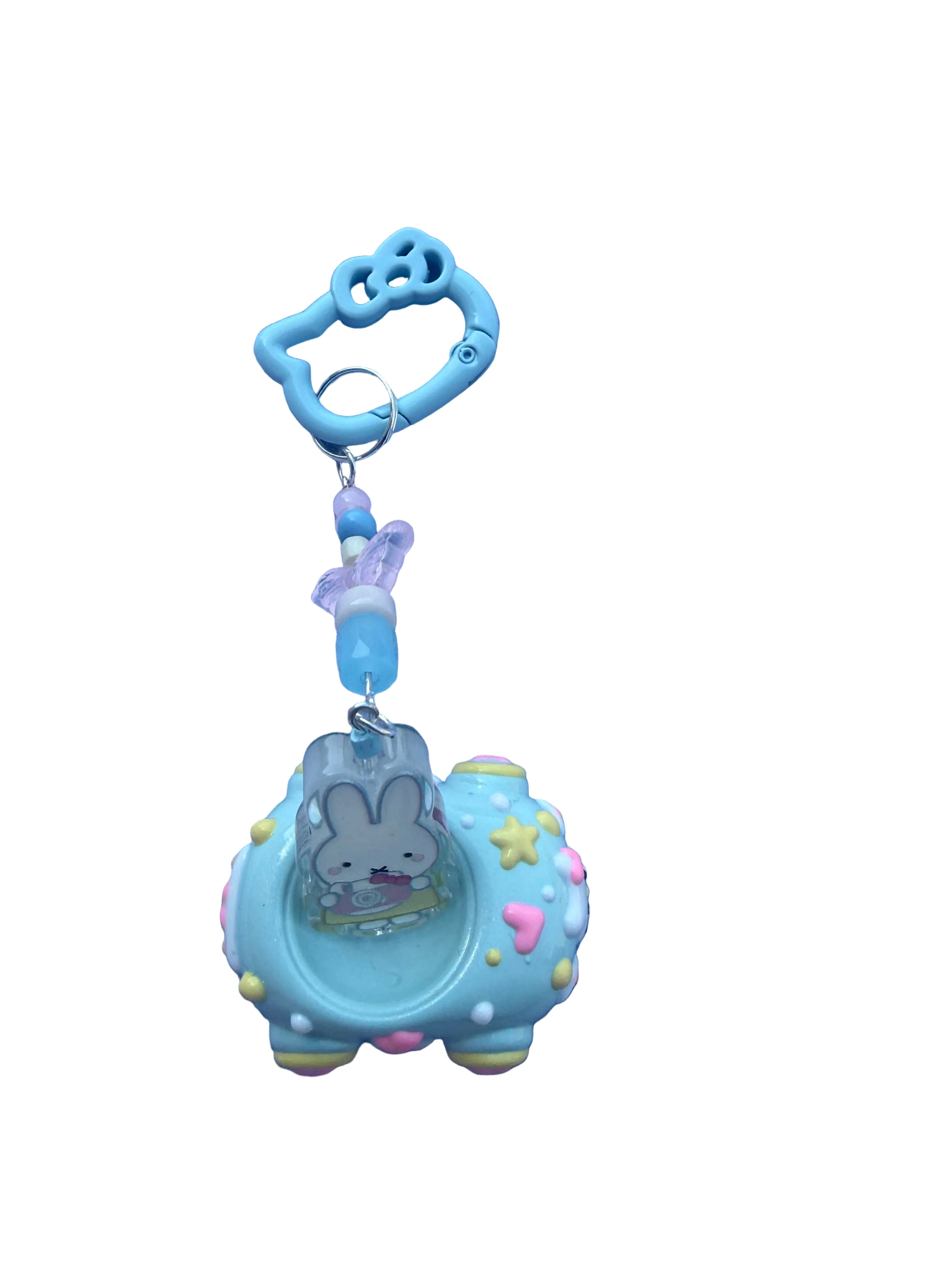 Pastel Bunny Car Keyring | Cute Blue Kawaii Bag Charm