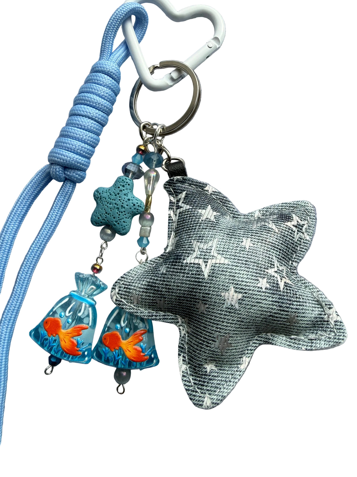 Blue Ocean Fish Bag Charm – Handmade Beaded Handbag & Backpack Charm