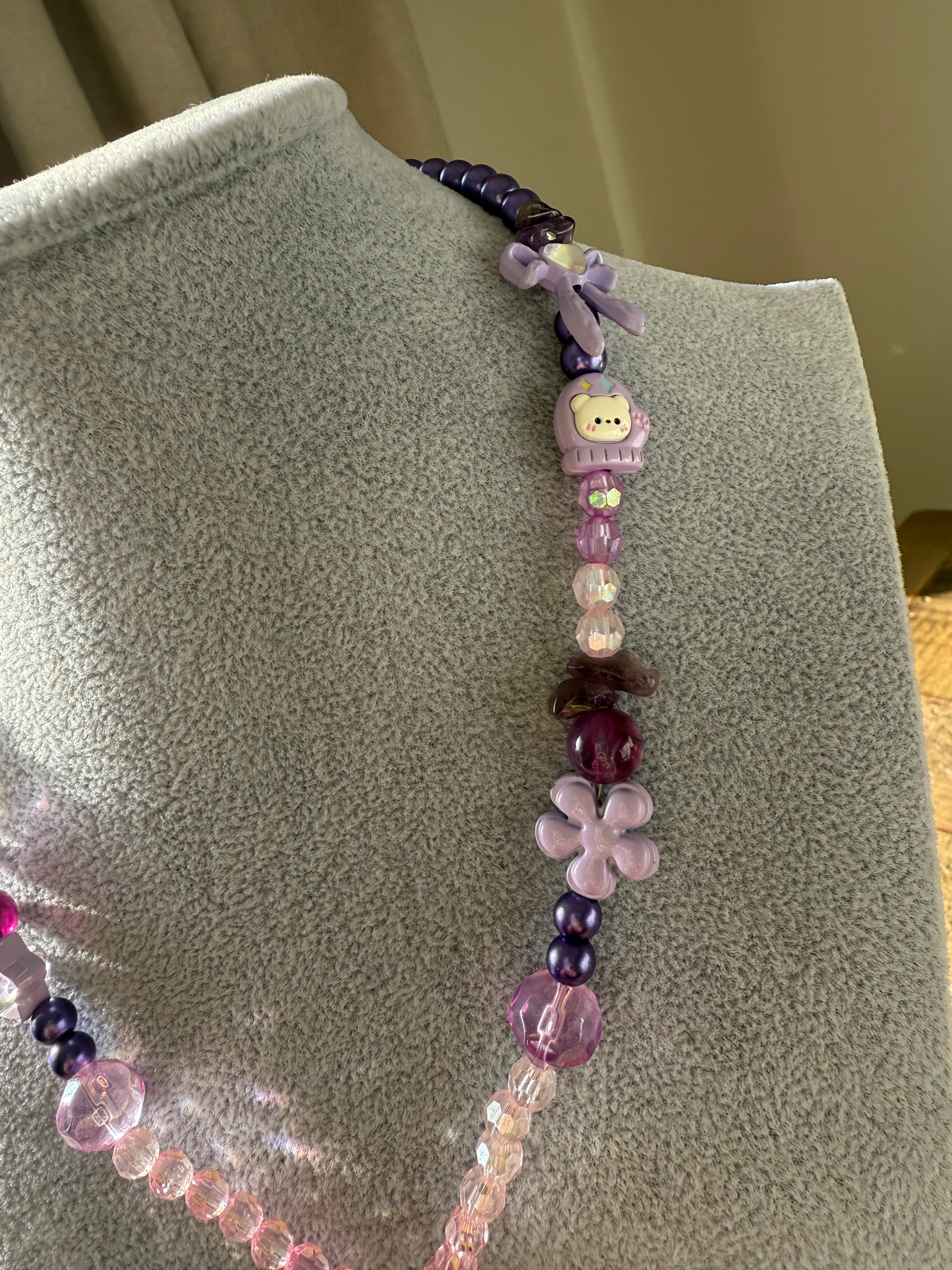 Lavender Drip Heart Charm Necklace